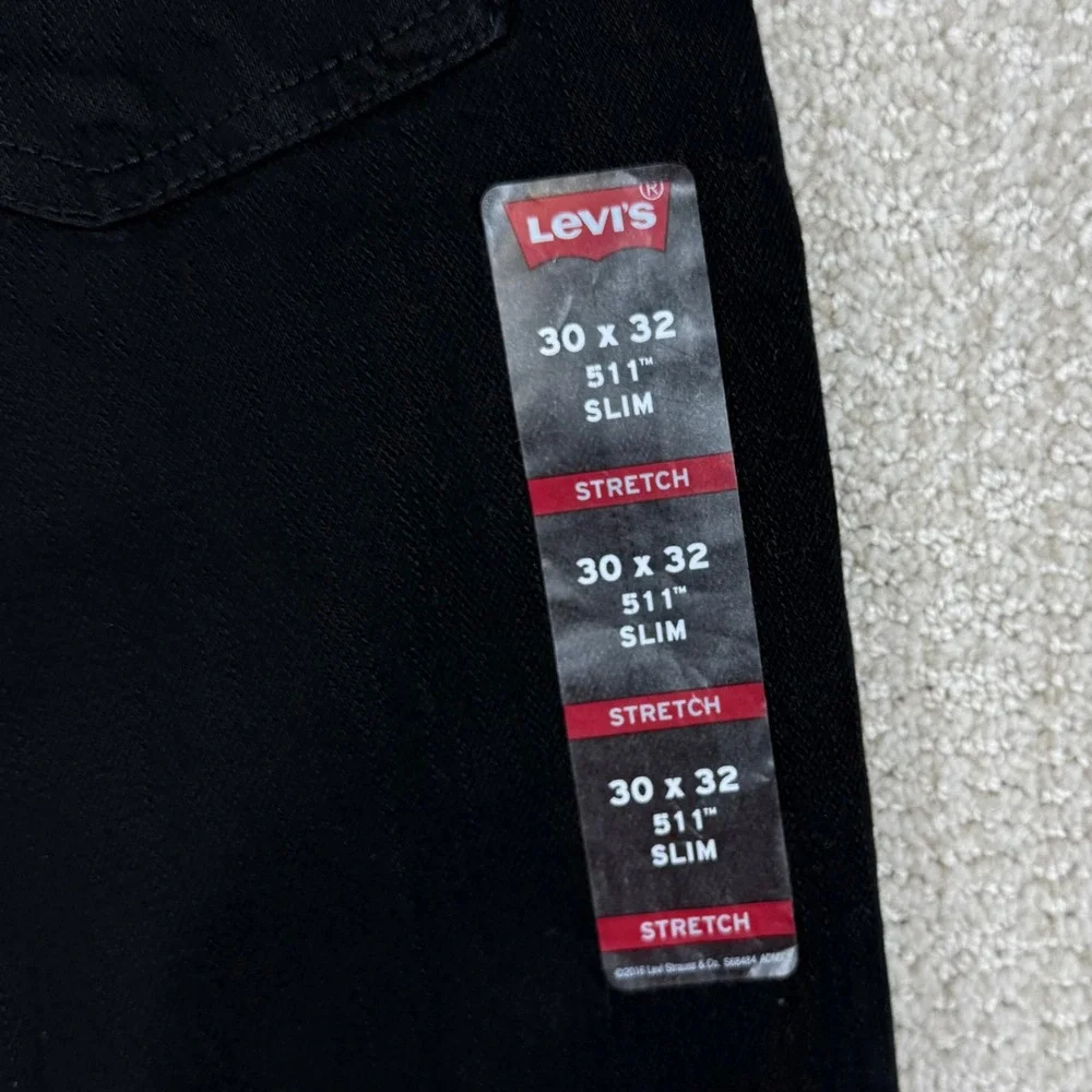 Levi's 511 Mens 30x32 Black Slim Fit Stretch Denim Jeans